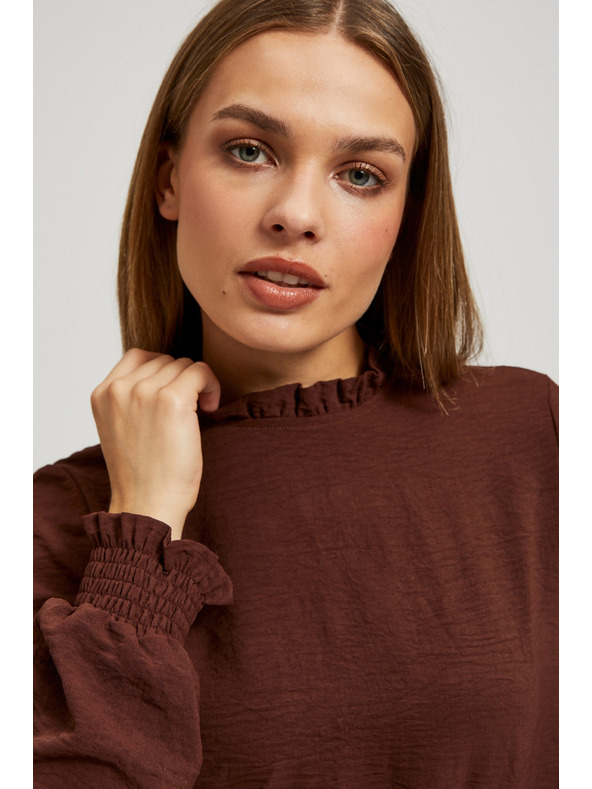 Moodo Едноцветна кафява риза Moodo