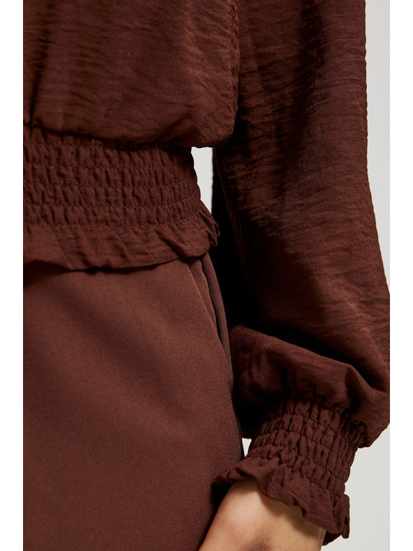 Moodo Едноцветна кафява риза Moodo