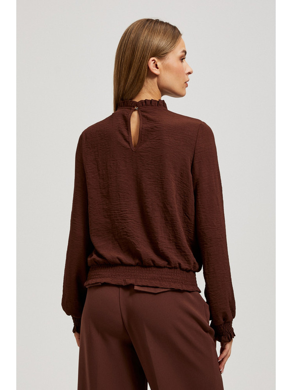 Moodo Едноцветна кафява риза Moodo