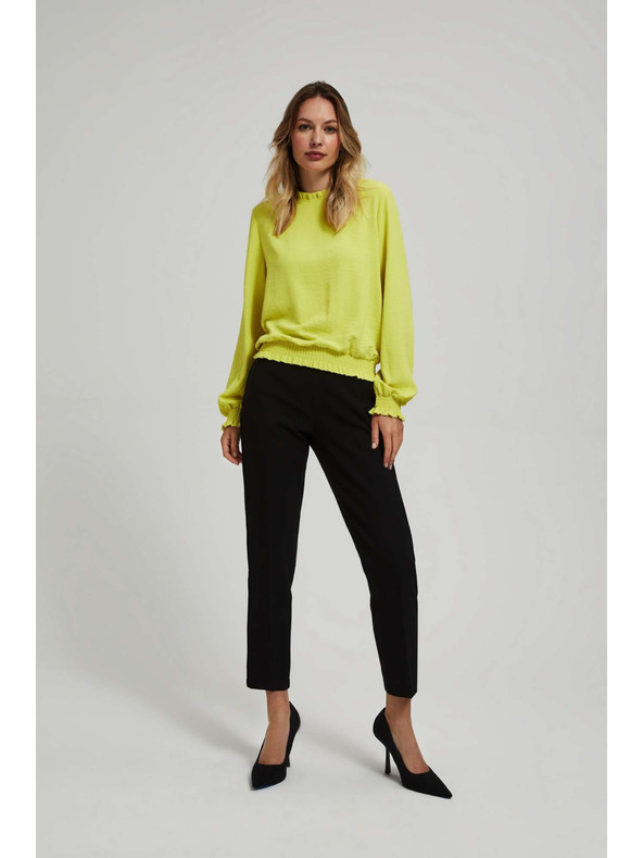 Moodo Едноцветна риза в лимоновозелено Moodo