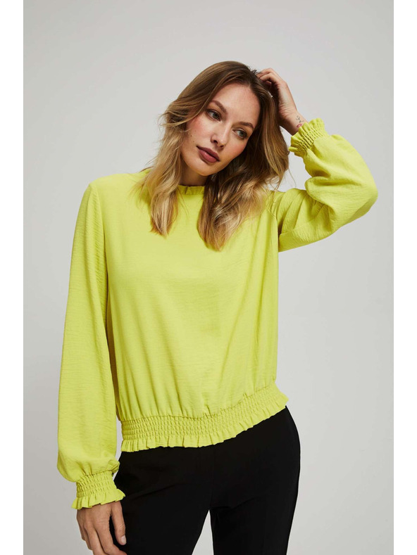 Moodo Едноцветна риза в лимоновозелено Moodo