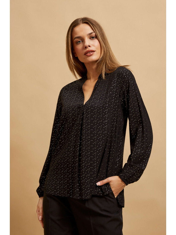 Moodo Черна риза с V-образен деколте Moodo