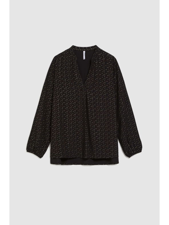 Moodo Черна риза с V-образен деколте Moodo