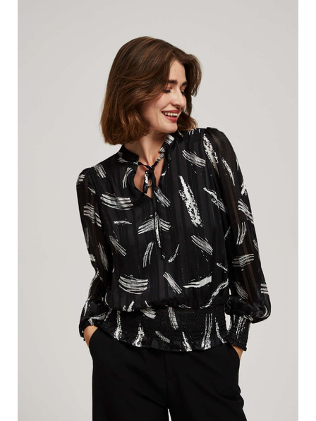 Moodo Черна риза Moodo с вързан деколте