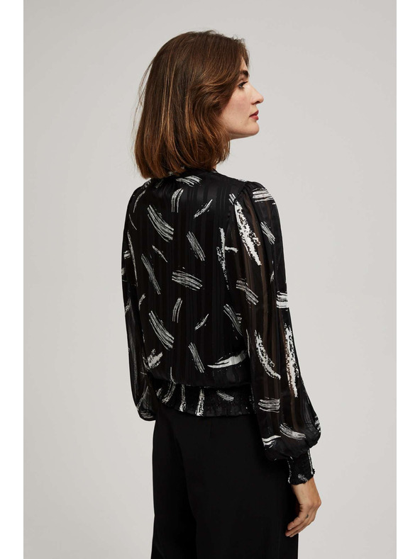 Moodo Черна риза Moodo с вързан деколте