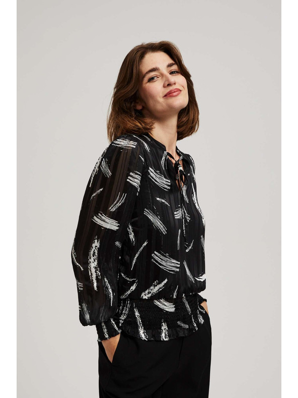 Moodo Черна риза Moodo с вързан деколте