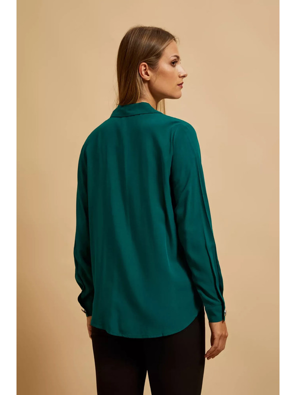 Moodo Риза с V-образен деколте в смарагдов цвят Moodo