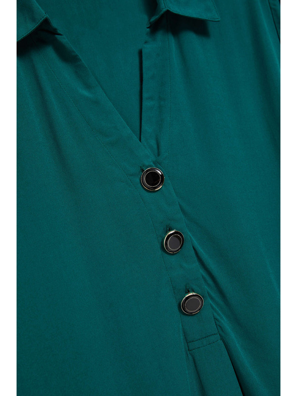 Moodo Риза с V-образен деколте в смарагдов цвят Moodo