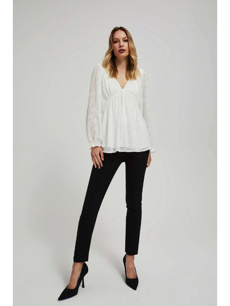 Moodo Бяла риза с надиплени ръкави Moodo