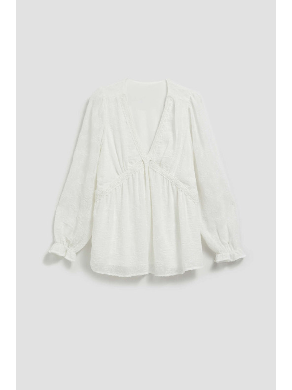 Moodo Бяла риза с надиплени ръкави Moodo