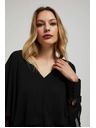 Moodo Черна риза с волани и V-образен деколте Moodo