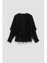 Moodo Черна риза с волани и V-образен деколте Moodo