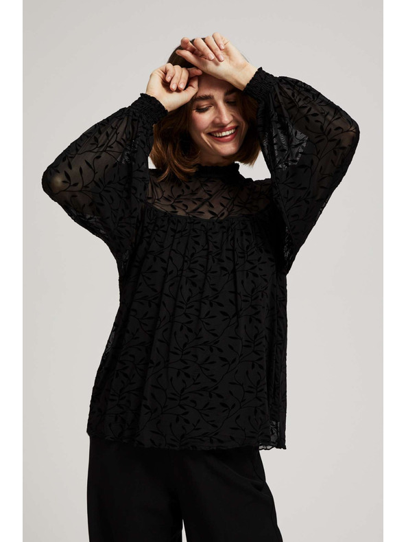 Moodo Черна блуза с накъсани ръкави Moodo