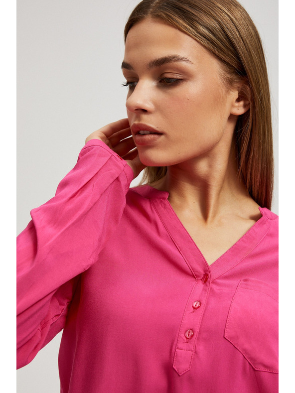 Moodo Риза с V-образен деколте и малък джоб Moodo