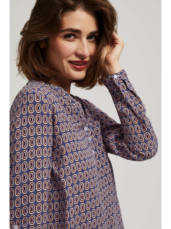 Moodo Щампована риза с V-образен деколте в светлосин цвят Moodo