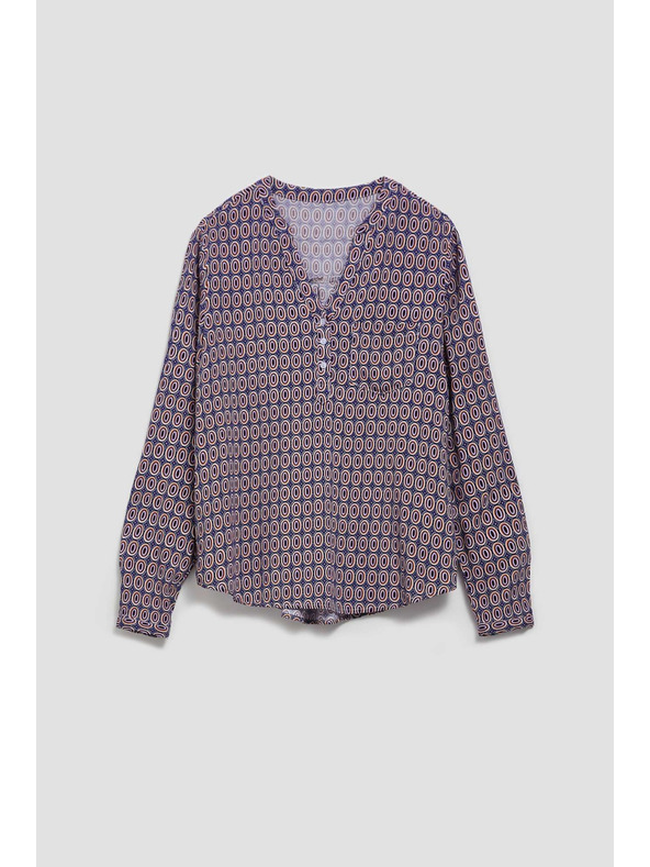 Moodo Щампована риза с V-образен деколте в светлосин цвят Moodo