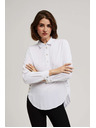 Moodo Бяла блуза с декоративни копчета на деколтето и ръкавите Moodo