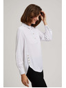 Moodo Бяла блуза с декоративни копчета на деколтето и ръкавите Moodo