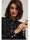 Moodo Черна блуза с декоративни копчета и фин десен Moodo