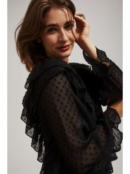 Moodo Черна риза с волани и дълги ръкави Moodo