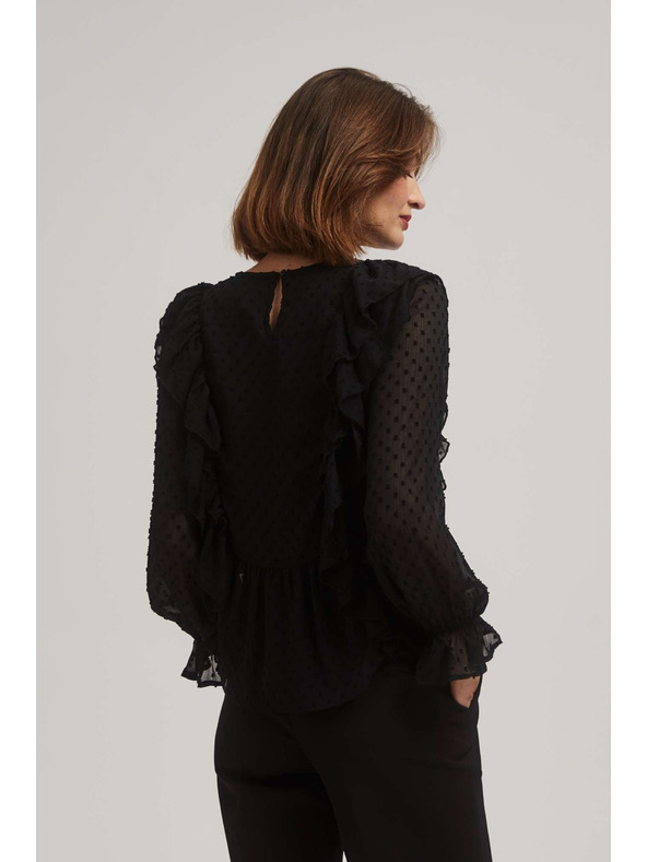 Moodo Черна риза с волани и дълги ръкави Moodo