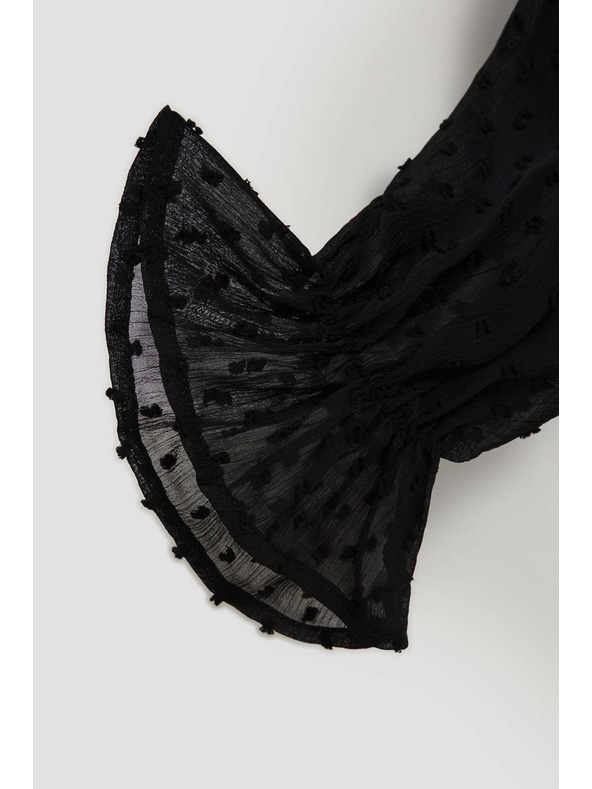 Moodo Черна риза с волани и дълги ръкави Moodo