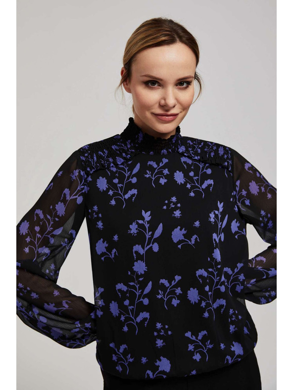 Moodo Черна риза с цветен принт Moodo