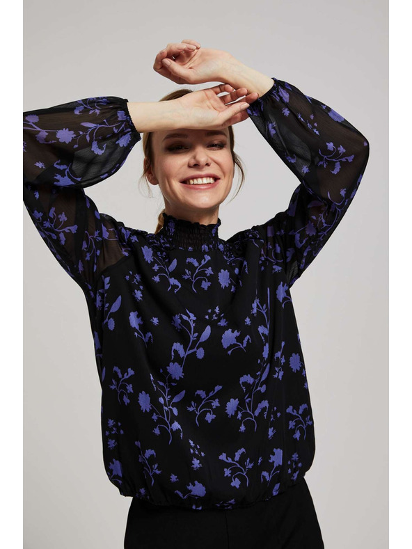 Moodo Черна риза с цветен принт Moodo