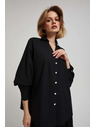 Moodo Черна блуза с декоративни копчета и надиплени ръкави Moodo