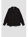 Moodo Черна блуза с декоративни копчета и надиплени ръкави Moodo