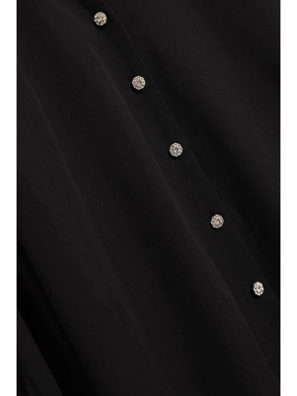 Moodo Черна блуза с декоративни копчета и надиплени ръкави Moodo