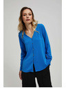 Moodo Риза с V-образен деколте и фини копчета в цвят азур Moodo