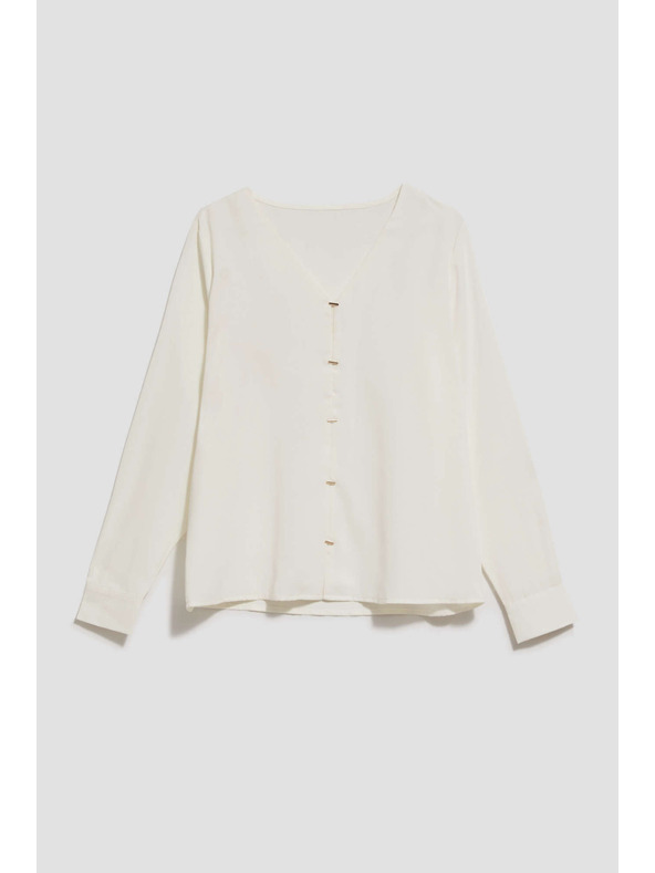 Moodo Риза с V-образен деколте и фини перлени копчета перлена Moodo