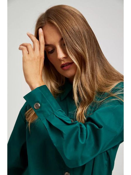 Moodo Смарагдова блуза с декоративни копчета Moodo