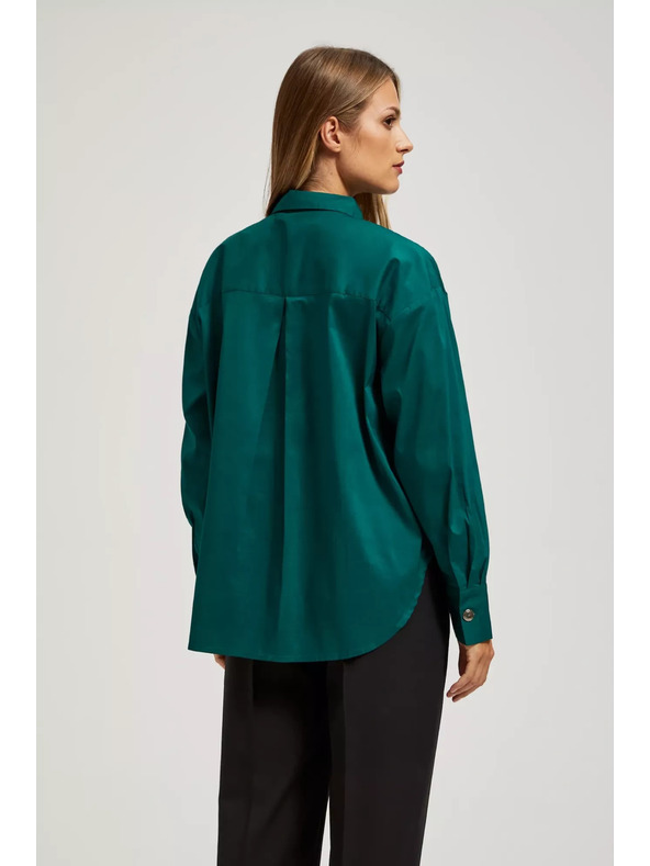 Moodo Смарагдова блуза с декоративни копчета Moodo