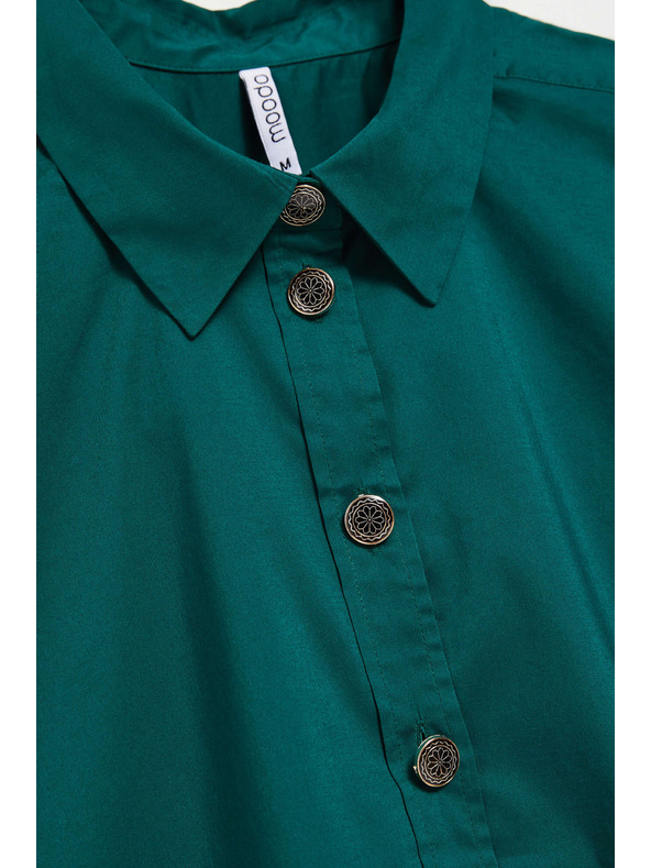 Moodo Смарагдова блуза с декоративни копчета Moodo
