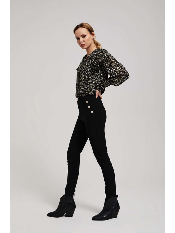 Moodo Щампована риза с връзване на деколтето черна Moodo