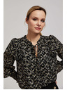 Moodo Щампована риза с връзване на деколтето черна Moodo