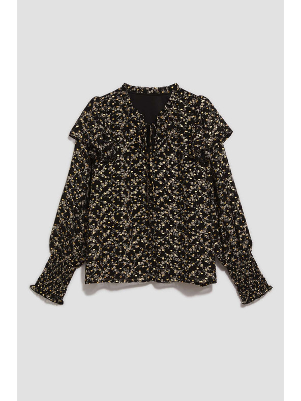 Moodo Щампована риза с връзване на деколтето черна Moodo