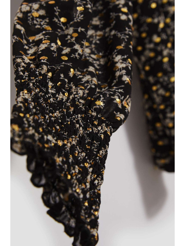 Moodo Щампована риза с връзване на деколтето черна Moodo