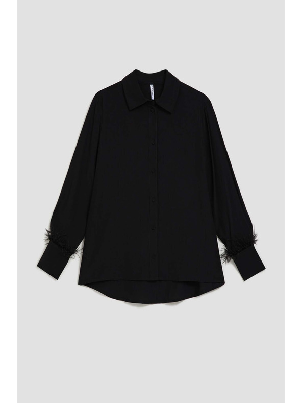Moodo Блуза с декоративни пера на ръкавите Moodo