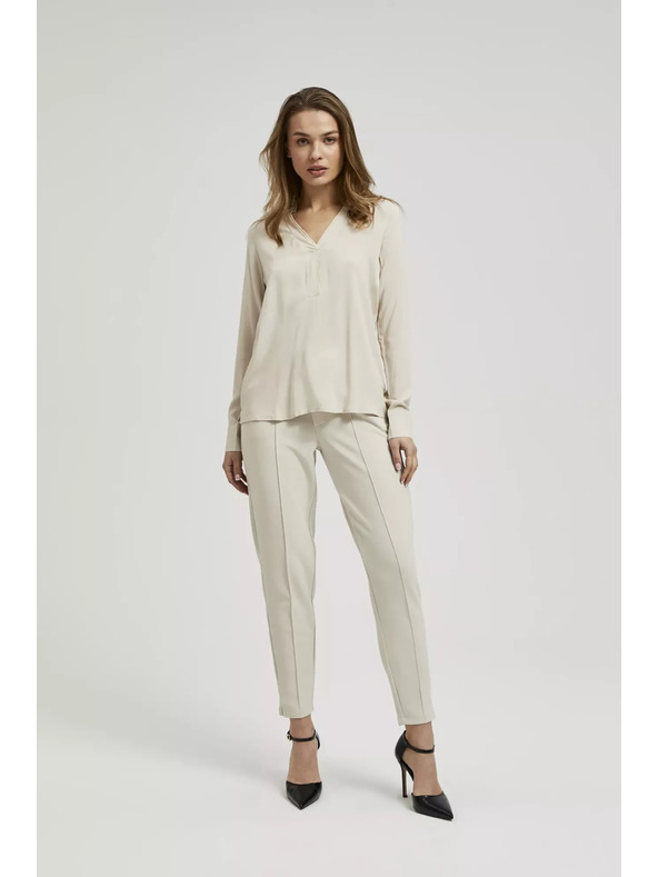 Moodo Гладка риза с дълъг ръкав бежова Moodo