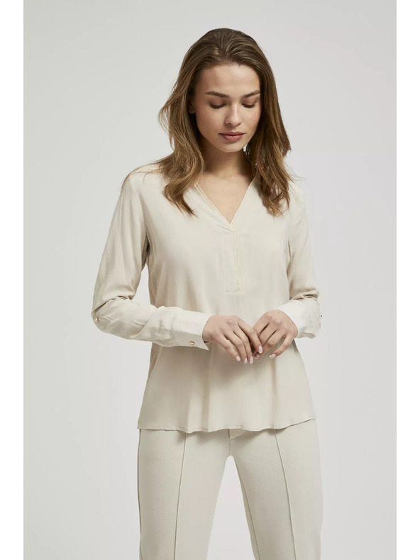 Moodo Гладка риза с дълъг ръкав бежова Moodo