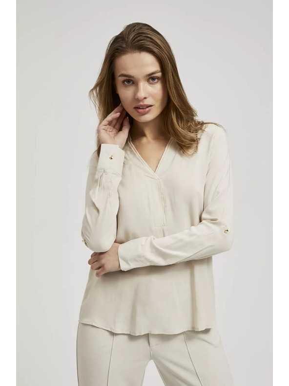 Moodo Гладка риза с дълъг ръкав бежова Moodo