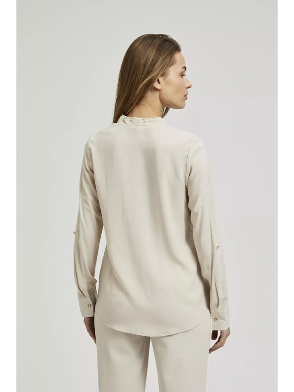Moodo Гладка риза с дълъг ръкав бежова Moodo