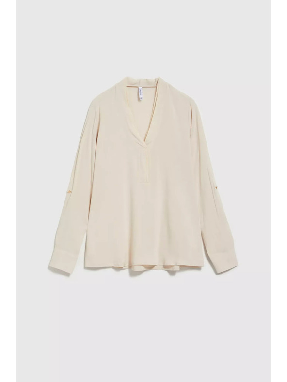 Moodo Гладка риза с дълъг ръкав бежова Moodo