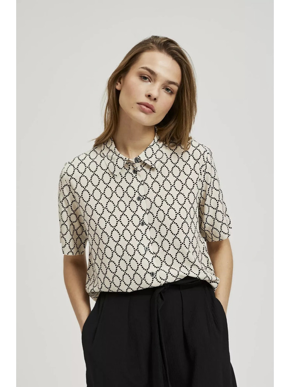 Moodo Бежова копченна риза с десен Moodo