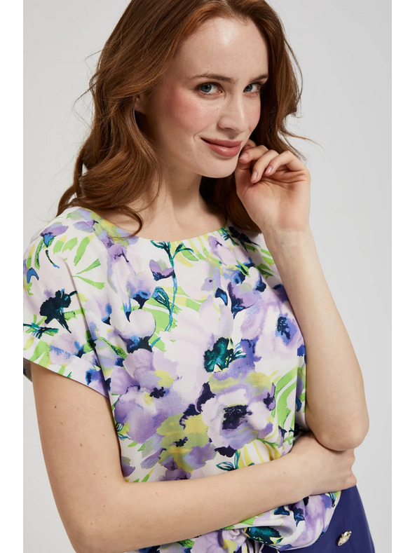 Moodo Щампована риза с цветен десен лилава Moodo