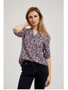 Moodo Тъмносиня риза с цветен печат и разгънати ръкави Moodo