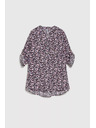 Moodo Тъмносиня риза с цветен печат и разгънати ръкави Moodo